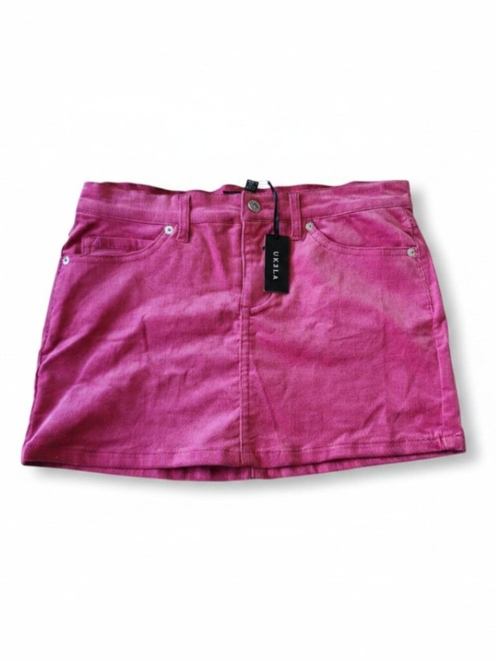 NEW UK2LA Vibrant & Versatile Magenta Corduroy Mini Skirt 5 Pockets Size Medium